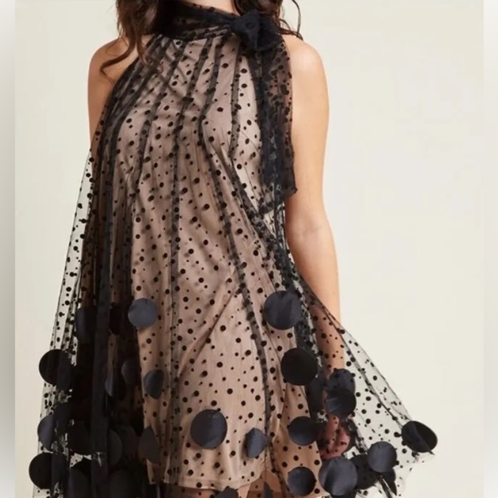 Anthropologie Ryu Halter Polka Dot Dress sz M